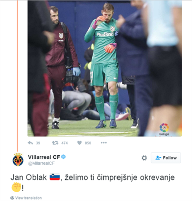 Foto: Villarreal Oblaku v oporo kar v slovenščini